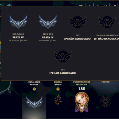 Prata 4 com 120 Champs e 60 Skins ( Mais de 150 Jogos )