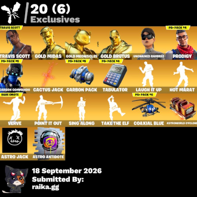  [96 Skins] Travis Scott | Gold Midas | Gold Meowscles | Gold Brutus | Unchained
