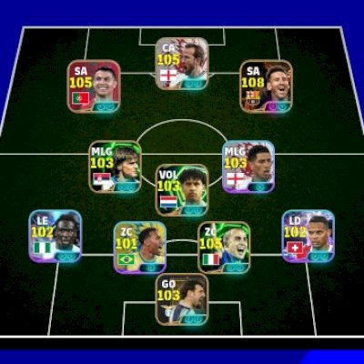 Conta efootball com Messi 108 Blitz com 1.300 moedas negativas 