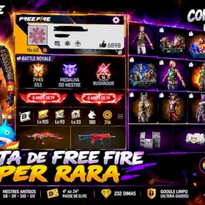 CONTA DE FREE FIRE RARA | PRIME 7 | 4 AO 24 PASSE DE ELITE | MESTRES ANTIGOS