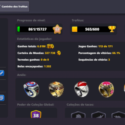 Conta Nível 27|+320k Moedas|7 Anéis|+30 Tacos