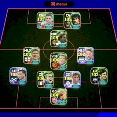 Conta Efootball com 3200 de força com Gullit 106, Nedved 105, Forlan 105 e mais.