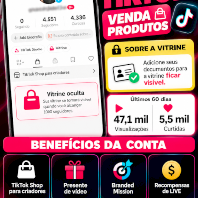 TikTok Shop BR | 4,5K seguidores | Pronta pra Crescer 