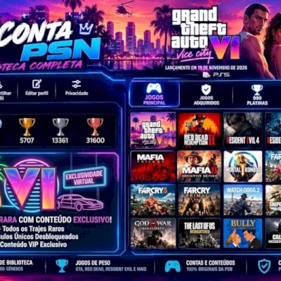 🔥 CONTA PSN COMPLETA| GTA VI | 1.171 PLATINAS 🏆