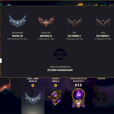 Prata 3 com TODOS os Champs e 211 Skins (Mais de 500 Jogos)