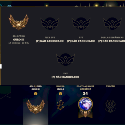 Ouro 3 com 50 Champs e 44 Skins ( MAIN ADC )