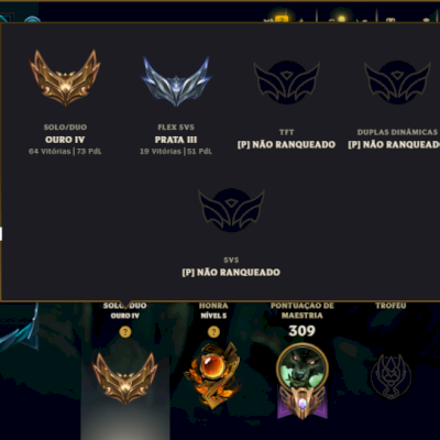 Ouro 4 com 115 Champs e 97 Skins +1 Prestigio ( MID / ADC / JG )