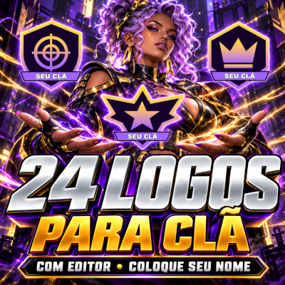 Pack 24 Logos Gamer para Clã | Editor para colocar seu nome | PNG transparente