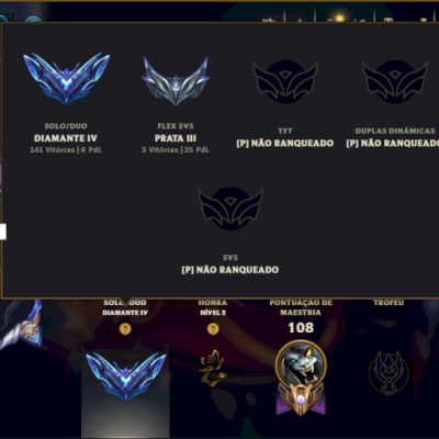 Diamante 4 com 85 Champs e 68 Skins ( JG / MID )