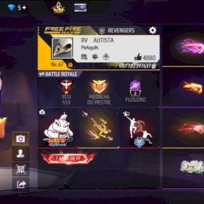 Conta FF Nível 67 | Top Criminal, 3 Punhos, 2 Angelicais, Barbinha e Passes!